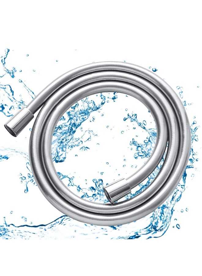 59 Inch (150cm) PVC Shower Hose - Flexible Handheld Shower Head Pipe, Bidet Spray Hose, Silver Bathroom Accessory - Durable & Leak-Proof - Image 1