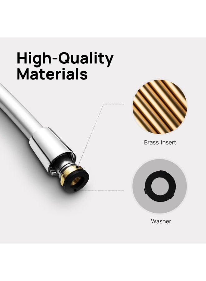 59 Inch (150cm) PVC Shower Hose - Flexible Handheld Shower Head Pipe, Bidet Spray Hose, Silver Bathroom Accessory - Durable & Leak-Proof - Image 2