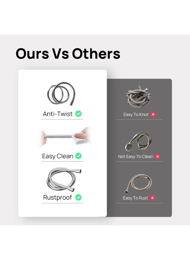 59 Inch (150cm) PVC Shower Hose - Flexible Handheld Shower Head Pipe, Bidet Spray Hose, Silver Bathroom Accessory - Durable & Leak-Proof - Image 4