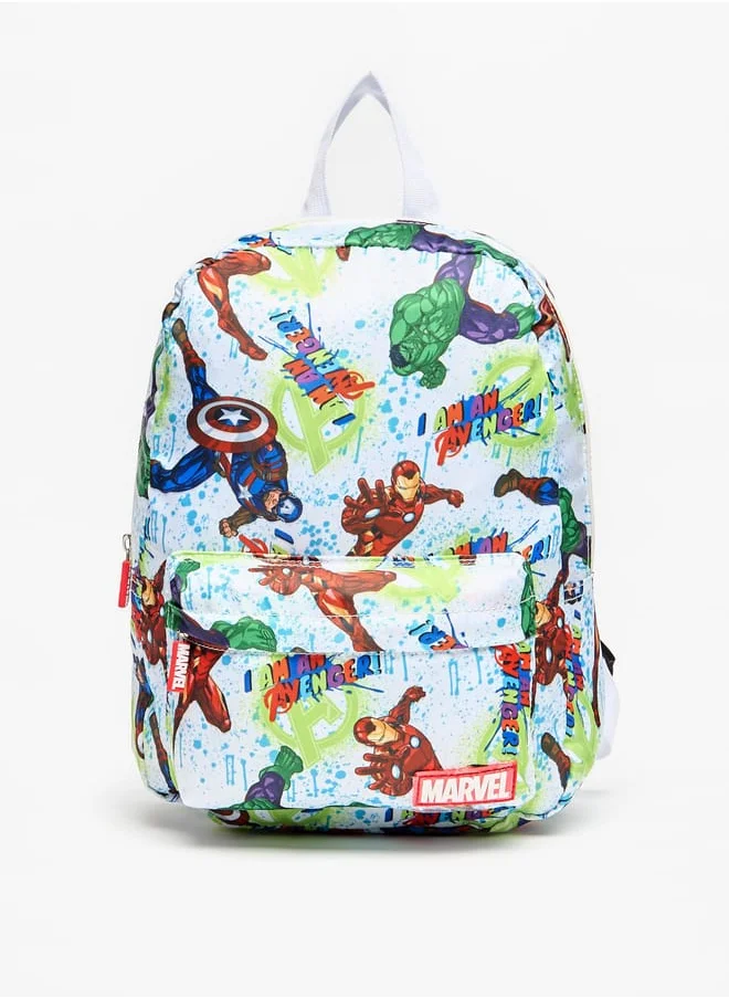 MARVEL Boys All-Over Avengers Print Backpack with Adjustable Straps and Zip Closure