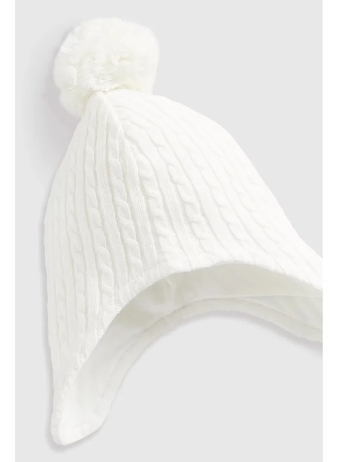 mothercare Cream Knitted Trapper Baby Hat