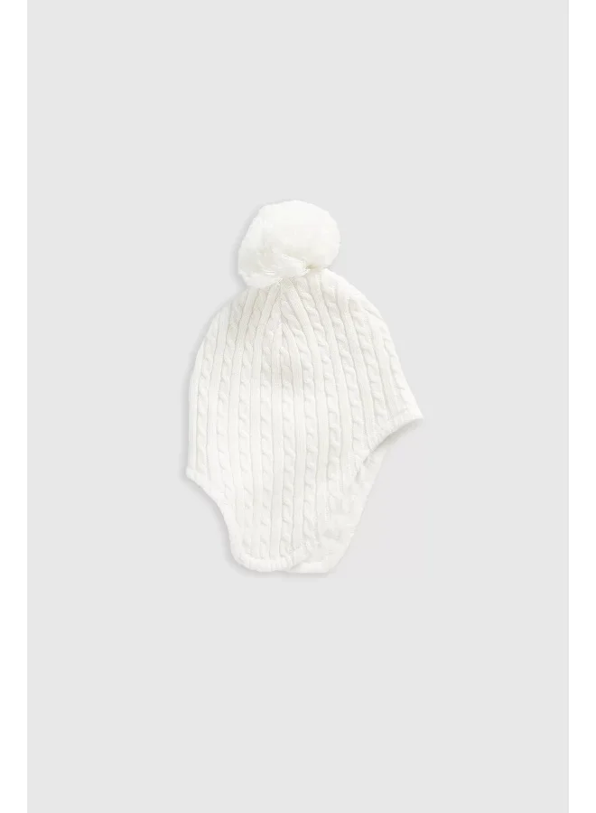 mothercare Cream Knitted Trapper Baby Hat