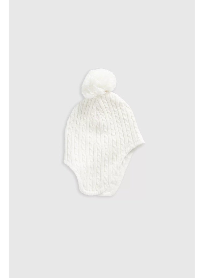 mothercare قبعة بيبي محبوكة ذات حافة كريمية  - Image 1