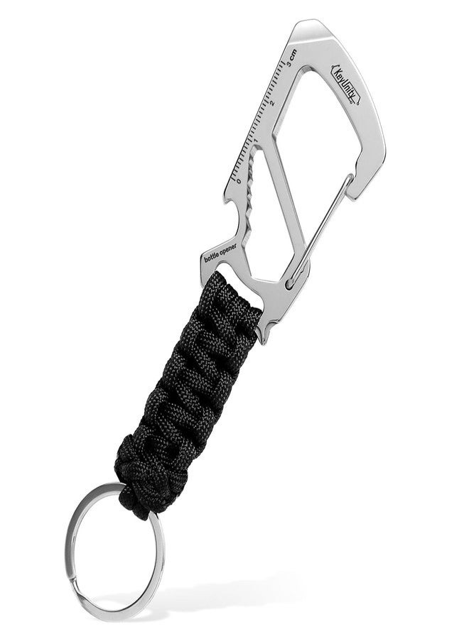 KeyUnity سلسلة مفاتيح KeyUnity KC00 Paracord مزودة بمشبك كارابين، حبل مظلة 550 متعدد الاستخدامات للأنشطة الخارجية، حقائب الظهر، للرجال والنساء (أسود) - Image 1