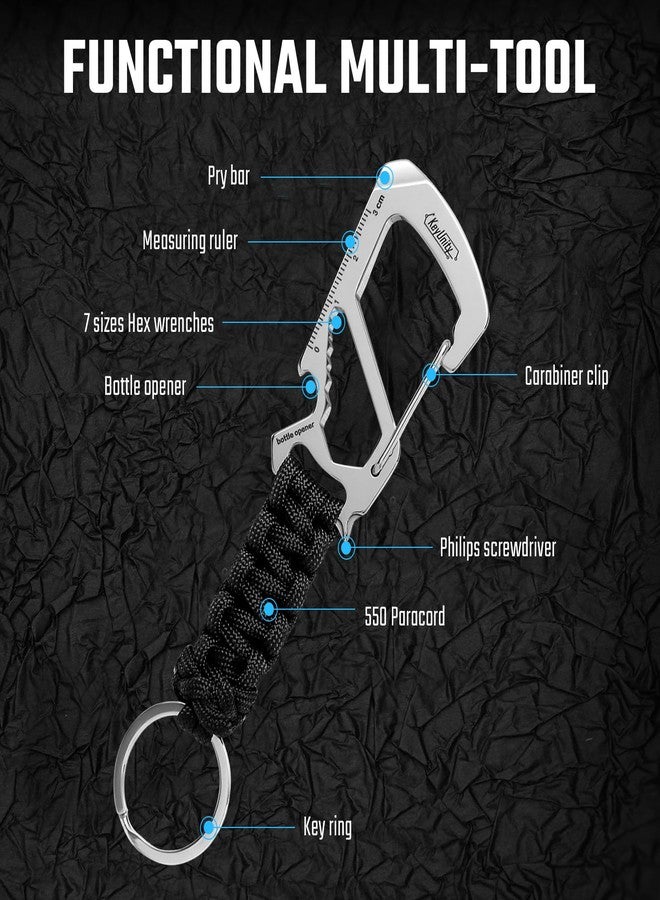 KeyUnity سلسلة مفاتيح KeyUnity KC00 Paracord مزودة بمشبك كارابين، حبل مظلة 550 متعدد الاستخدامات للأنشطة الخارجية، حقائب الظهر، للرجال والنساء (أسود) - Image 4