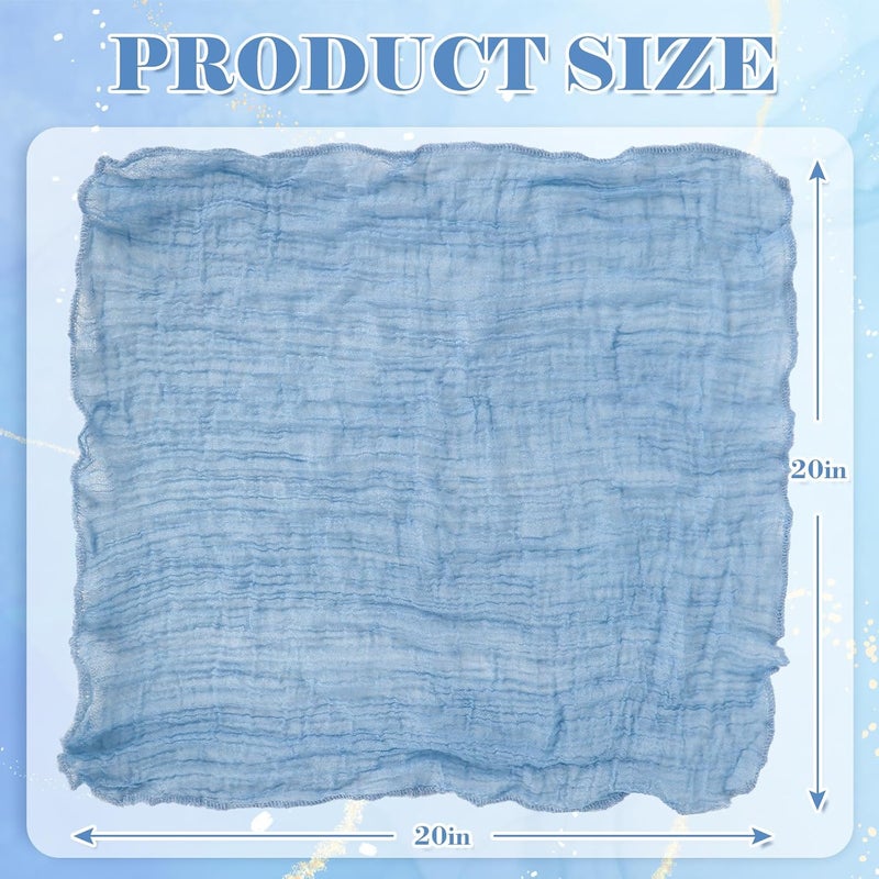Whaline 54 Pcs Blue Gauze Cheesecloth Napkins 20 x 20 Inch Dusty Blue Wrinkled Dinner Napkins Washable Reusable Soft Napkins for Kitchen Room Dinner Table Decor Wedding Baby Shower Party Supplies - Image 2