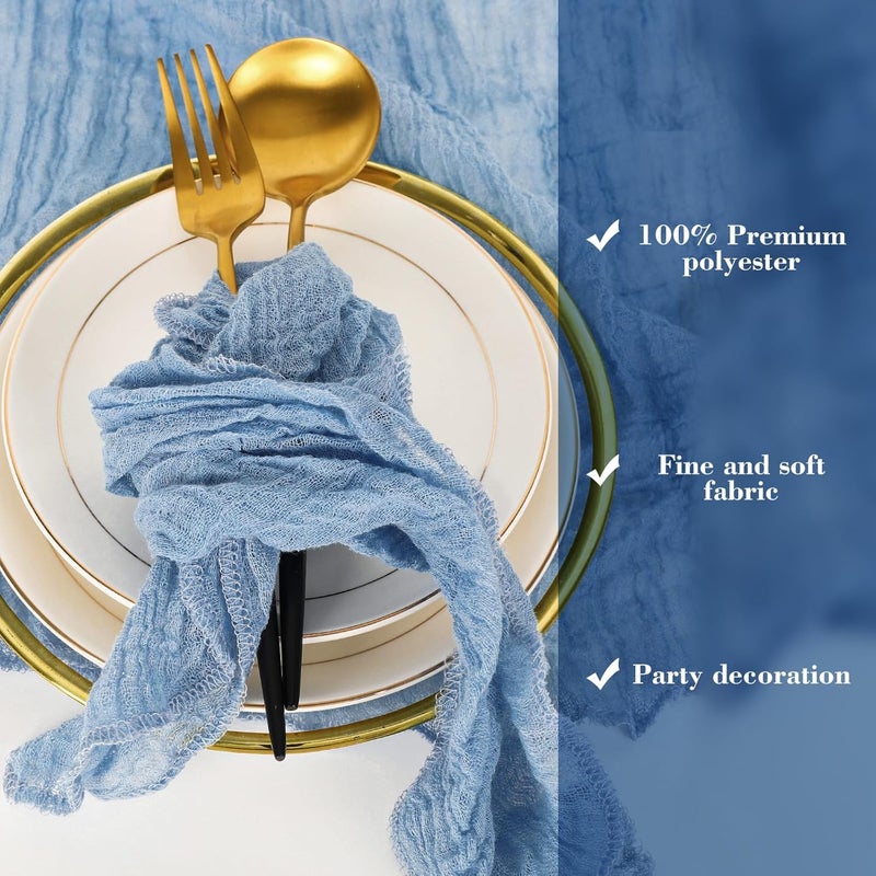 Whaline 54 Pcs Blue Gauze Cheesecloth Napkins 20 x 20 Inch Dusty Blue Wrinkled Dinner Napkins Washable Reusable Soft Napkins for Kitchen Room Dinner Table Decor Wedding Baby Shower Party Supplies - Image 4