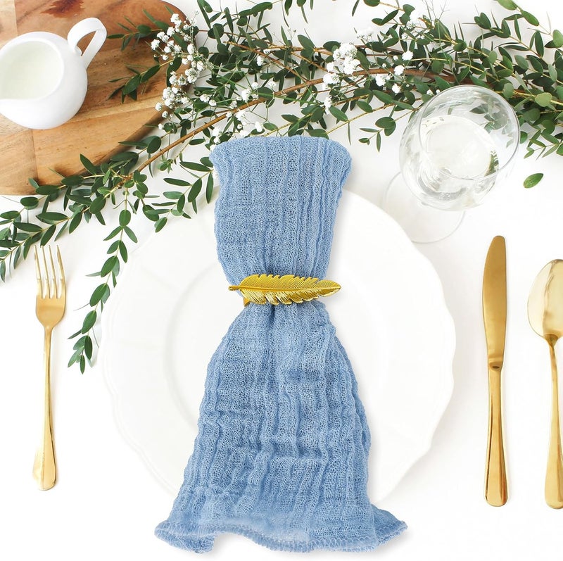 Whaline 54 Pcs Blue Gauze Cheesecloth Napkins 20 x 20 Inch Dusty Blue Wrinkled Dinner Napkins Washable Reusable Soft Napkins for Kitchen Room Dinner Table Decor Wedding Baby Shower Party Supplies - Image 5