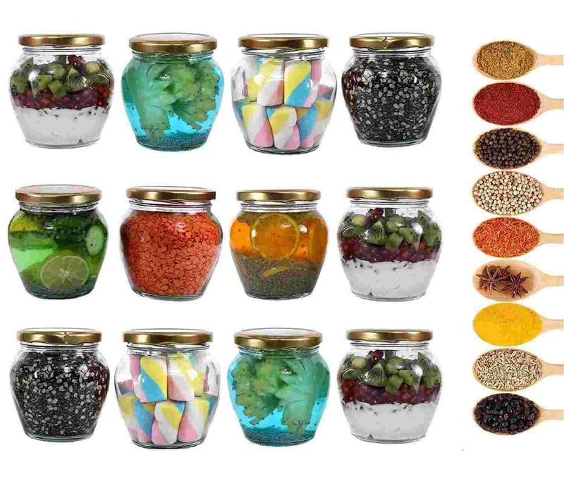 Black Sparrow Matka Glass Jar with Air Tight Lid Suitable to use in Your Home Office Kitchen Storage container Glass Jars for Spice Jam Honey Decoration Craft Work 200 ml Set of 6 - Image 1