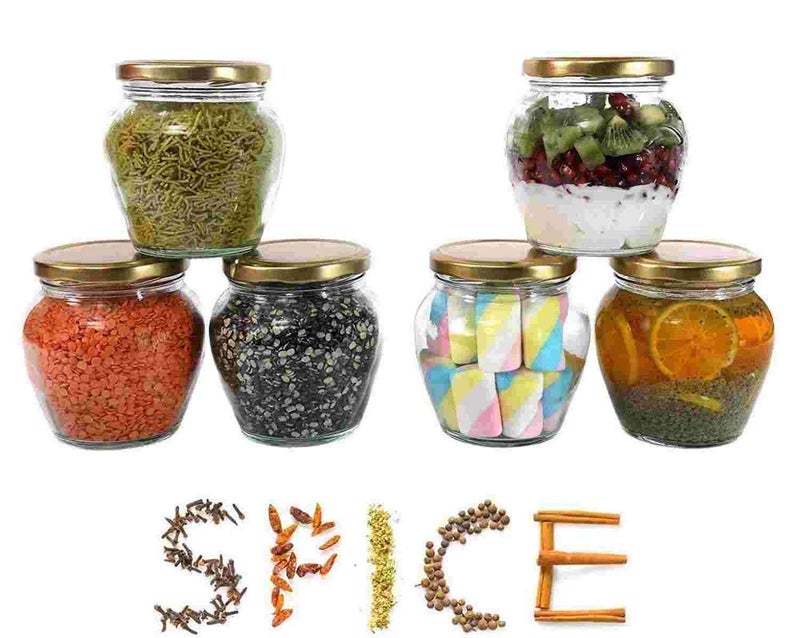 Black Sparrow Matka Glass Jar with Air Tight Lid Suitable to use in Your Home Office Kitchen Storage container Glass Jars for Spice Jam Honey Decoration Craft Work 200 ml Set of 6 - Image 3
