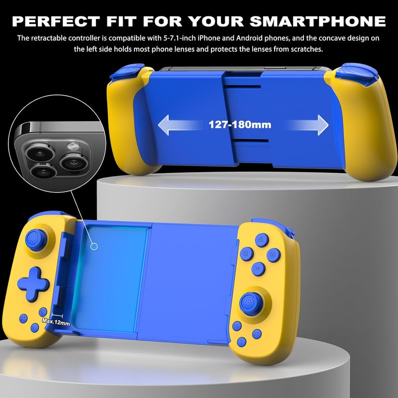 arVin Mobile Gaming Controller for iPhone Android with Phone Case Support & Green Light, Wireless Gamepad for iOS/Samsung/Tablet/Switch/PS4/PC, Xbox Cloud Gaming/PS Remote Play/Steam Link Games - Image 5