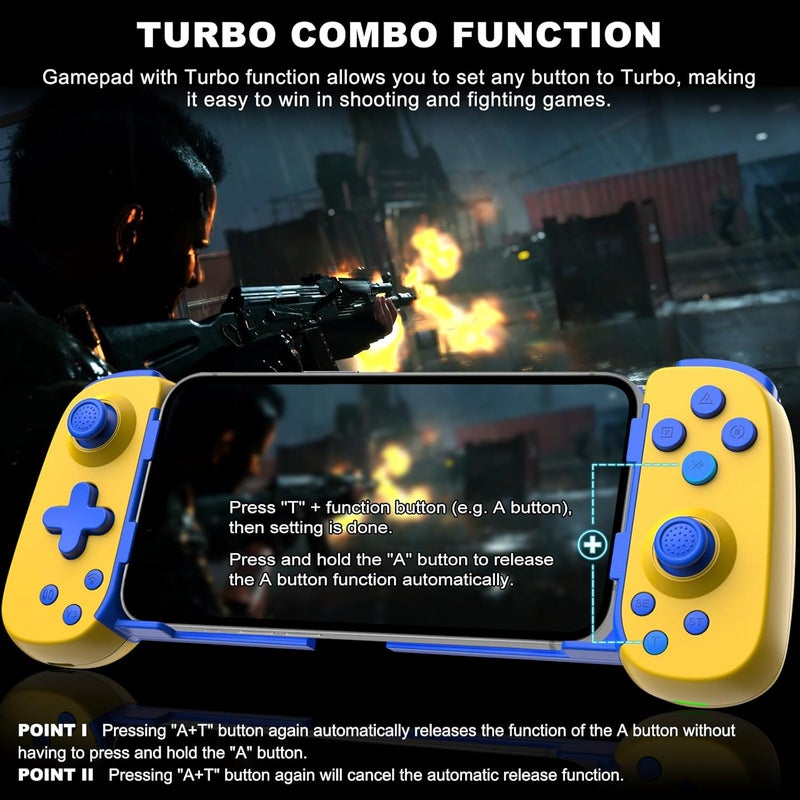 arVin Mobile Gaming Controller for iPhone Android with Phone Case Support & Green Light, Wireless Gamepad for iOS/Samsung/Tablet/Switch/PS4/PC, Xbox Cloud Gaming/PS Remote Play/Steam Link Games - Image 4