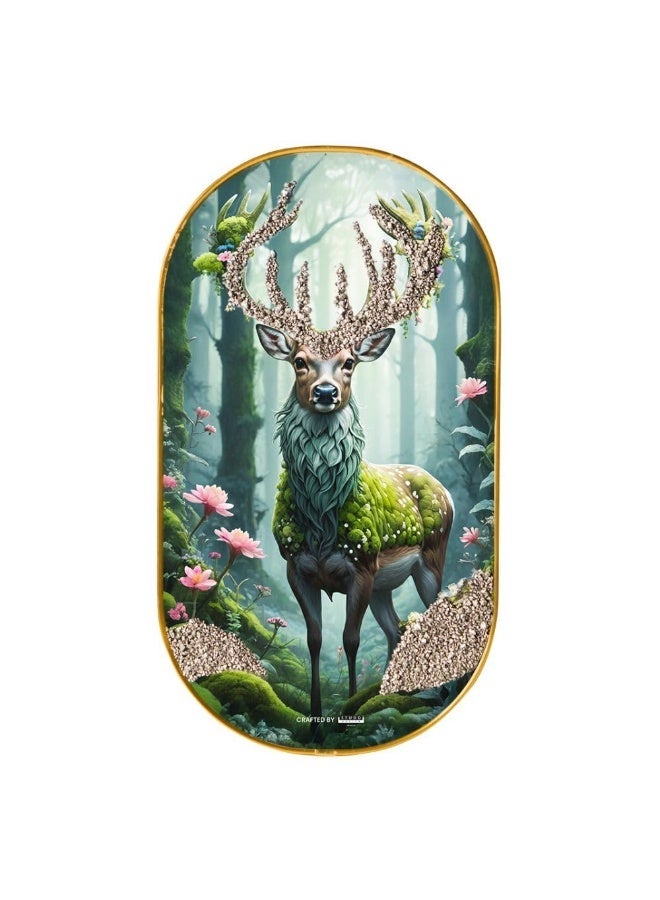 Studd Muffyn Magical Pyrite Deer Plate Wall Frame | Cap Shape Plate | Vastu Feng Shui Crystal Decor | Pyrite Art Frame | Positive Energy, Prosperity & Harmony Wall Decor | Home Office Gift Item - Image 1