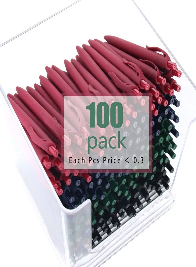 Deegtran 100 Pack No Bleed Blue Barrel Click Pens, Wholesale Retractable Ballpoint Pens, Medium Point, Smooth Ink, 1.0MM Black Ink - Image 3
