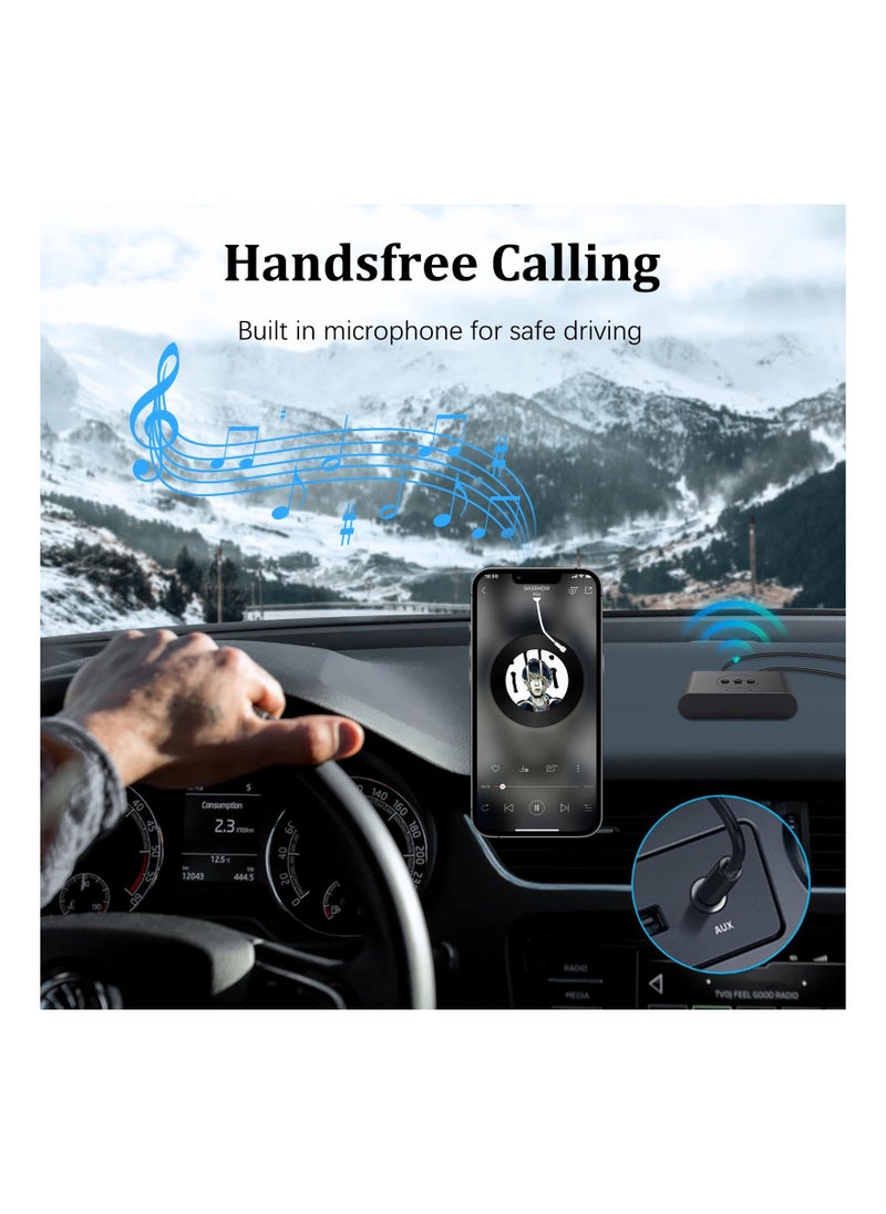 NFC Enabled Bluetooth Audio Receiver, Bluetooth 5.2 Wireless Audio Adapter for Home Stereo/Car Stereo/AV Receiver/Headphone/Speaker, Handsfree Calls, RCA AUX 3.5mm Jack Aduio Adapter