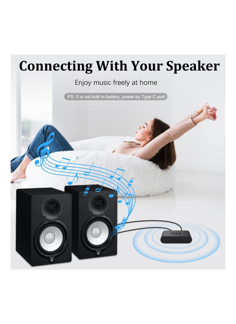 NFC Enabled Bluetooth Audio Receiver, Bluetooth 5.2 Wireless Audio Adapter for Home Stereo/Car Stereo/AV Receiver/Headphone/Speaker, Handsfree Calls, RCA AUX 3.5mm Jack Aduio Adapter