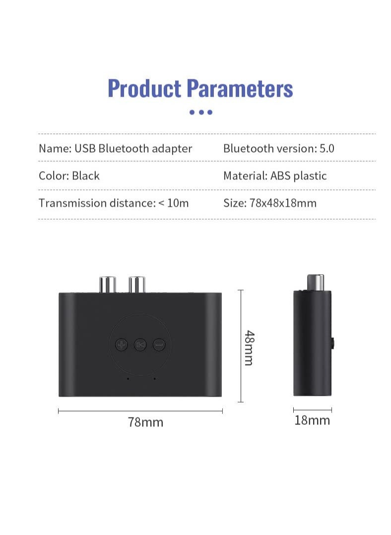 NFC Enabled Bluetooth Audio Receiver, Bluetooth 5.2 Wireless Audio Adapter for Home Stereo/Car Stereo/AV Receiver/Headphone/Speaker, Handsfree Calls, RCA AUX 3.5mm Jack Aduio Adapter