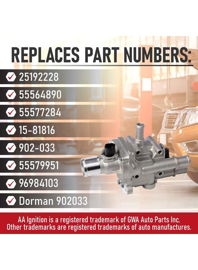 AA Ignition Coolant Thermostat and Housing Assembly with Sensors - Compatible with Chevy Cruze, Limited, Trax, Sonic 1.8L & 1.6L - Replaces 25192228, 55564890, 15-81816, 902-033, 55579951 - Full Aluminum - Image 3