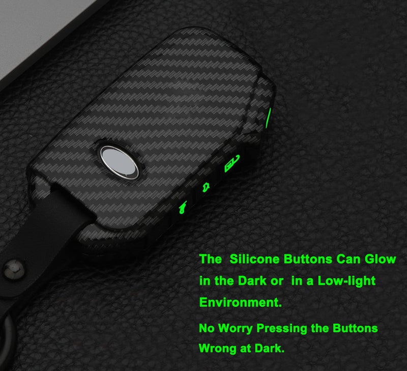 Muxkenper Key Fob Cover Case Fit for Kia Ceed Cerato Forte Niro Seltos Sorento Soul Sportage Telluride K5 Keyless Entry Remote Case Holder ABS Carbon Fiber Pattern (4 Buttons, Blue) - Image 3
