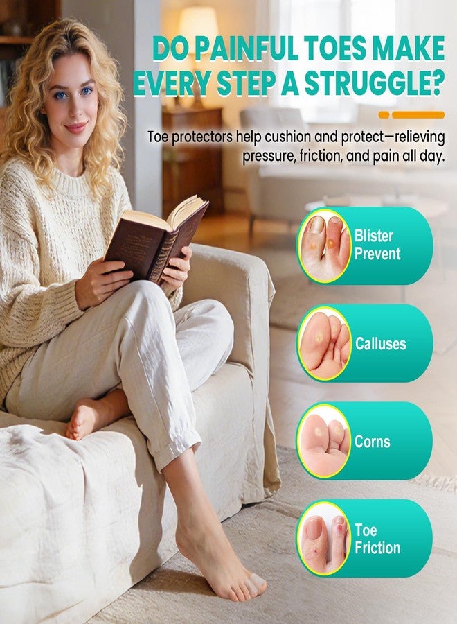 بنرسكتر أغطية حماية إصبع القدم الكبير من Pnrskter - أكمام جل لأصابع القدم (6 كبيرة + 10 متوسطة) - أغطية ووسائد لأصابع القدم للوقاية من البثور ومسامير القدم والأظافر الناشبة والاحتكاك اليومي (للنساء والرجال) - Image 2