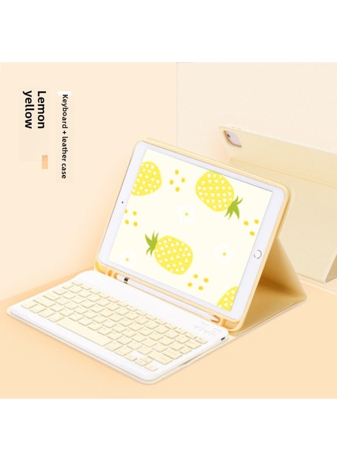 Generic For IPad10 Generation Protective Case Magnetic Suction With Pen Slot Pro11 Bluetooth Keyboard Mouse 9 Generation Tablet Protective Case-Color:Lemon Yellow-leather Case + Keyboard-Applicable Model:iPad 10 Generation 10.9 "(2022)  - Image 1