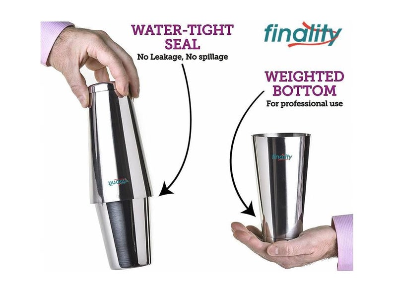 finality Stainless Steel Bar Tools Kit with Bar Accessories Wine Stopper Muddler Boston Shaker Strainer Japanese Jigger Bar Spoon Ice Tong Metal Pour Spouts 11 Pcs Gift Set - Image 3