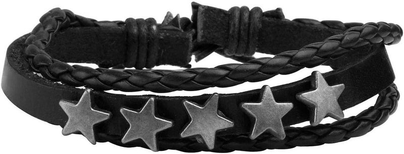 Mafnee Store Manfnee 6-12PCS Braided Faux Leather Bracelet Punk Cuff Wrap Bracelets for Men Women Adjustable - Image 2