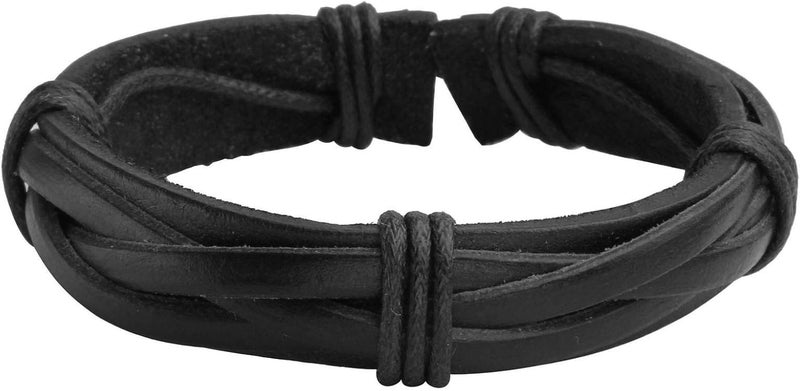 Mafnee Store Manfnee 6-12PCS Braided Faux Leather Bracelet Punk Cuff Wrap Bracelets for Men Women Adjustable - Image 3