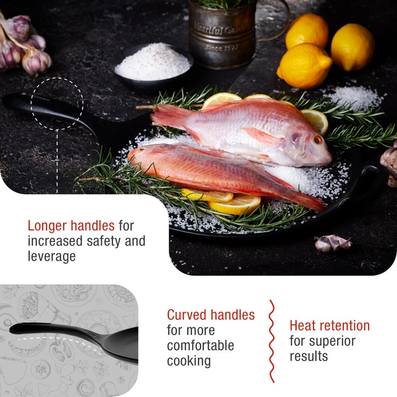 Victoria 12-Inch Cast Iron Comal Pizza Pan with a Long Handle and a Loop Handle, Preseasoned with Flaxseed Oil, Made in Colombia - Image 4