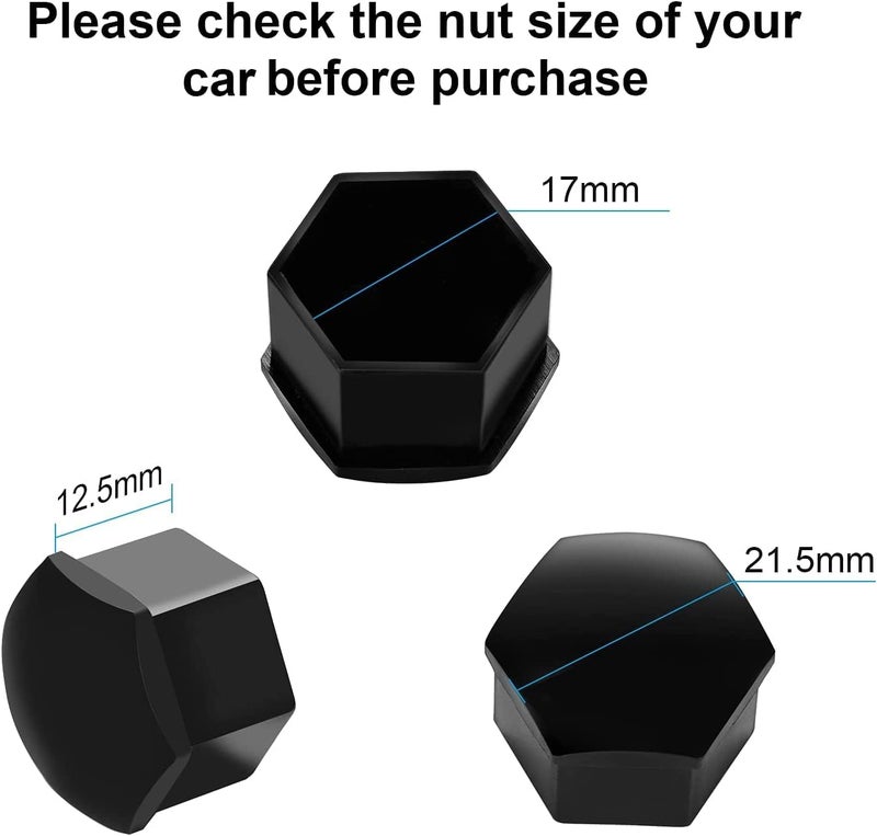 Gebildet Universal 17 mm Plastic Groove Cover Cap Screw Car Nut Covers Bolt Hub Caps with 1 Puller Hook (Black) Pack of 20 - Image 5