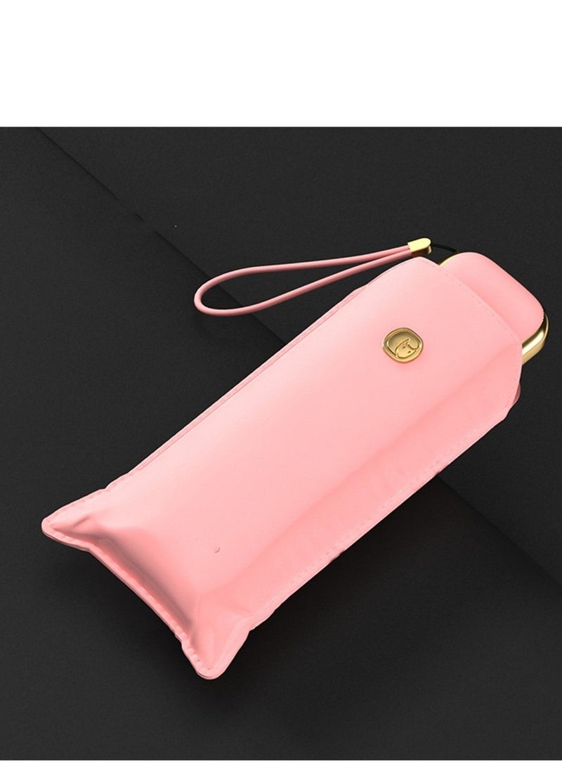 Loquat Mini Portable Umbrella With 50% Folding Sun Umbrella With Vinyl Shade And Sun Protection Pink 