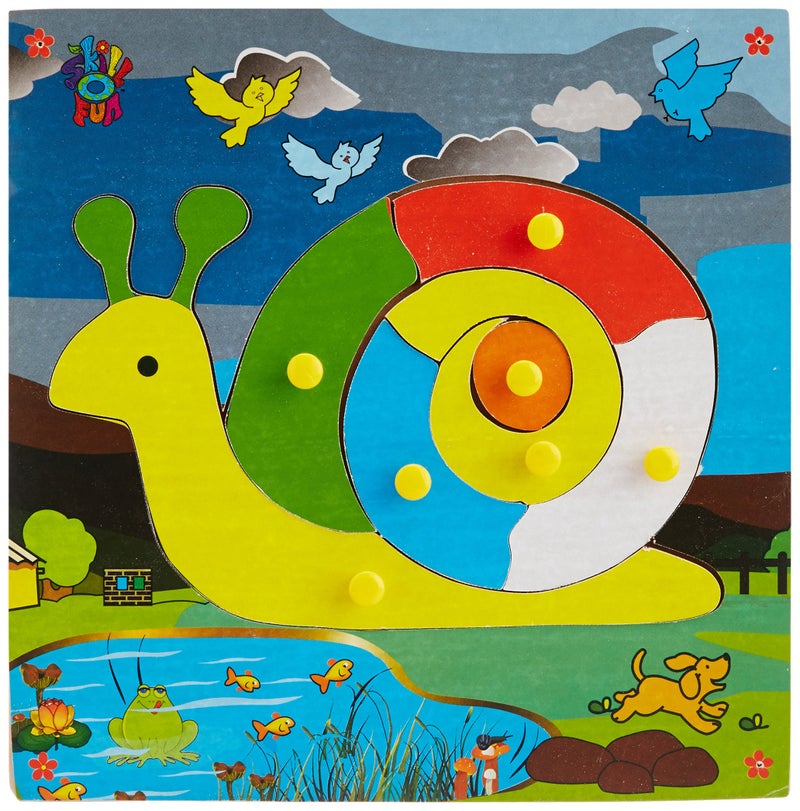 Skillofun Wooden Theme Snail Knob Puzzle, Colorful eco-Friendly Puzzles with self-Corrective Design and Easy-to-Hold knobs Develop fine Motor Skills for Toddlers Aged 2 to 5 - Image 2