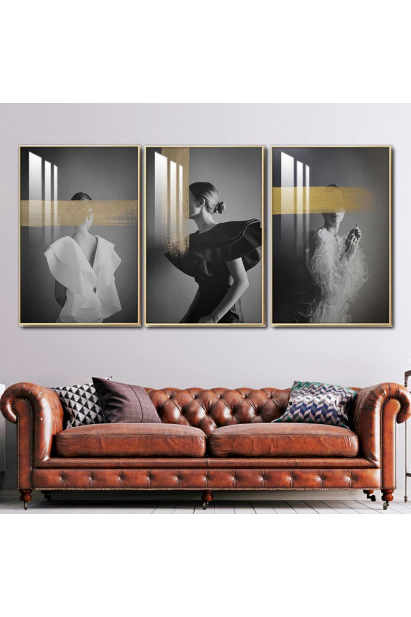 ماركتنا ثلاث لوحات جدارية خشبية بإطار وطبقة أكريليك شفافة - Image 1