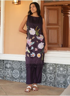  قصة Women's Grape Purple Edena Mural Kurta Set  - Image 5