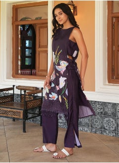  قصة Women's Grape Purple Edena Mural Kurta Set  - Image 3