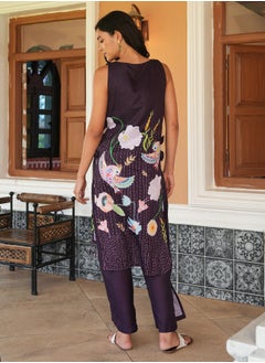  قصة Women's Grape Purple Edena Mural Kurta Set  - Image 4