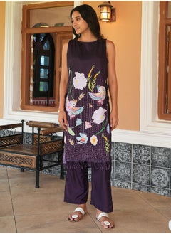  قصة Women's Grape Purple Edena Mural Kurta Set  - Image 2