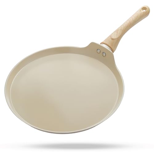 Lifelong Forged Roti Tawa with Wooden Finish Handle for Dosa, Chapati | Ceramic Coated | 28cm | Pre-Seasoned, Non-Stick & Teflon Free | Scratch Resistant and Durable | Gas & Induction Stove-Friendly - Image 1