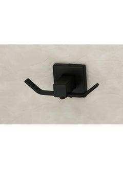 iSTAR iSTAR Stainless Steel (SS) Unbreakable Double Square Shaped Hook (2 pin) Bathroom Hooks Cloth Hanger Wall Hook Door Robe Hooks for Hanging Key, Clothes (Black) 