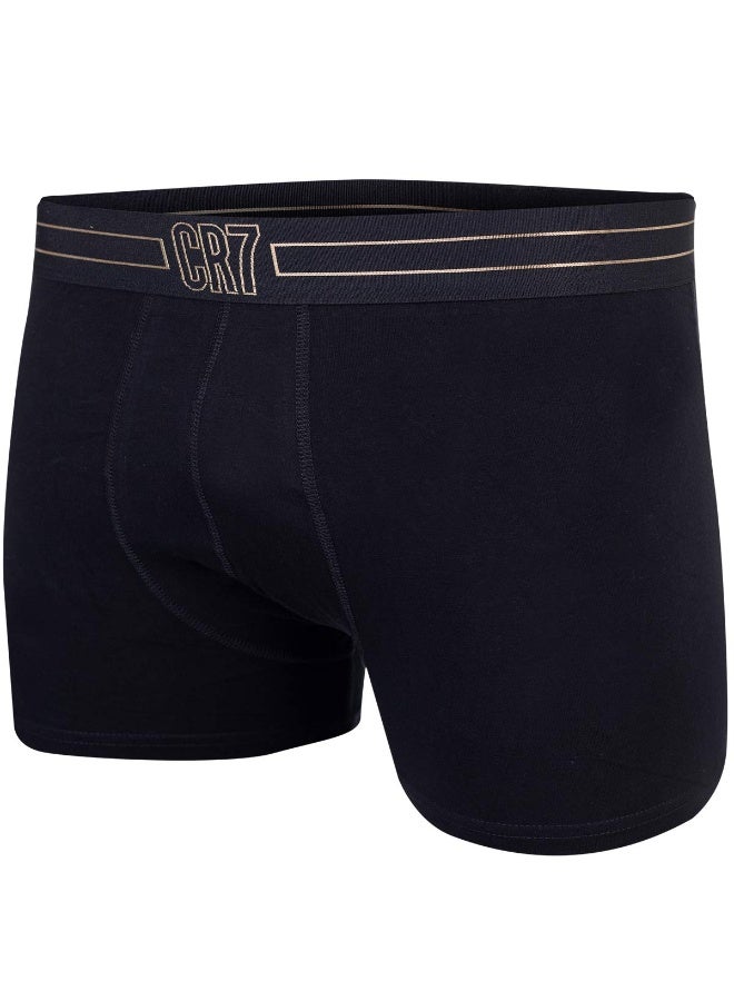 CR7 Men’s 5-Pack Stretch Cotton Trunks – Premium Black Boxer Briefs with Gold Signature Waistband – Breathable, Supportive & Stylish Underwear Set - Image 2