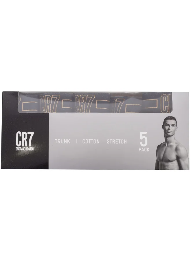 CR7  CR7 Men’s 5-Pack Stretch Cotton Trunks – Premium Black Boxer Briefs with Gold Signature Waistband – Breathable, Supportive & Stylish Underwear Set for Men | Best Price UAE