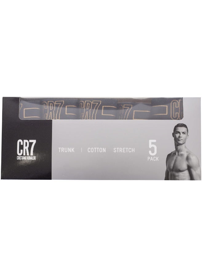 CR7 Men’s 5-Pack Stretch Cotton Trunks – Premium Black Boxer Briefs with Gold Signature Waistband – Breathable, Supportive & Stylish Underwear Set - Image 4