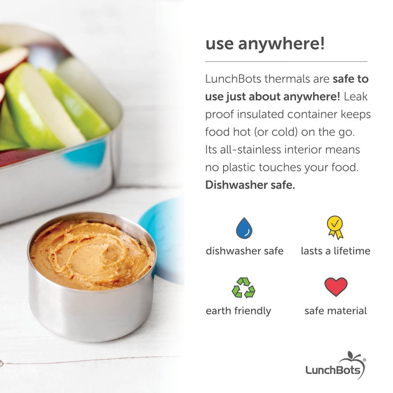 LunchBots حاويات صلصات LunchBots Tiny Dips - مجموعة من 3 - أكواب بحجم مثالي - حاوية صلصة صندوق الغداء مانعة للتسرب مع غطاء - فولاذ مقاوم للصدأ من الدرجة الغذائية - 1.5 أونصة - آمنة للغسالة - أغطية متنوعة - Image 5