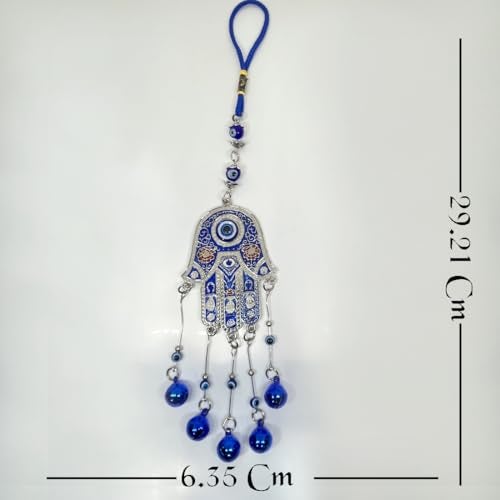 DT DECTONE Lucky Hamsa Hand Evil Eye Wind Chime Evil Eye for Home & Door.Blue Nazar Hamsa - Image 2