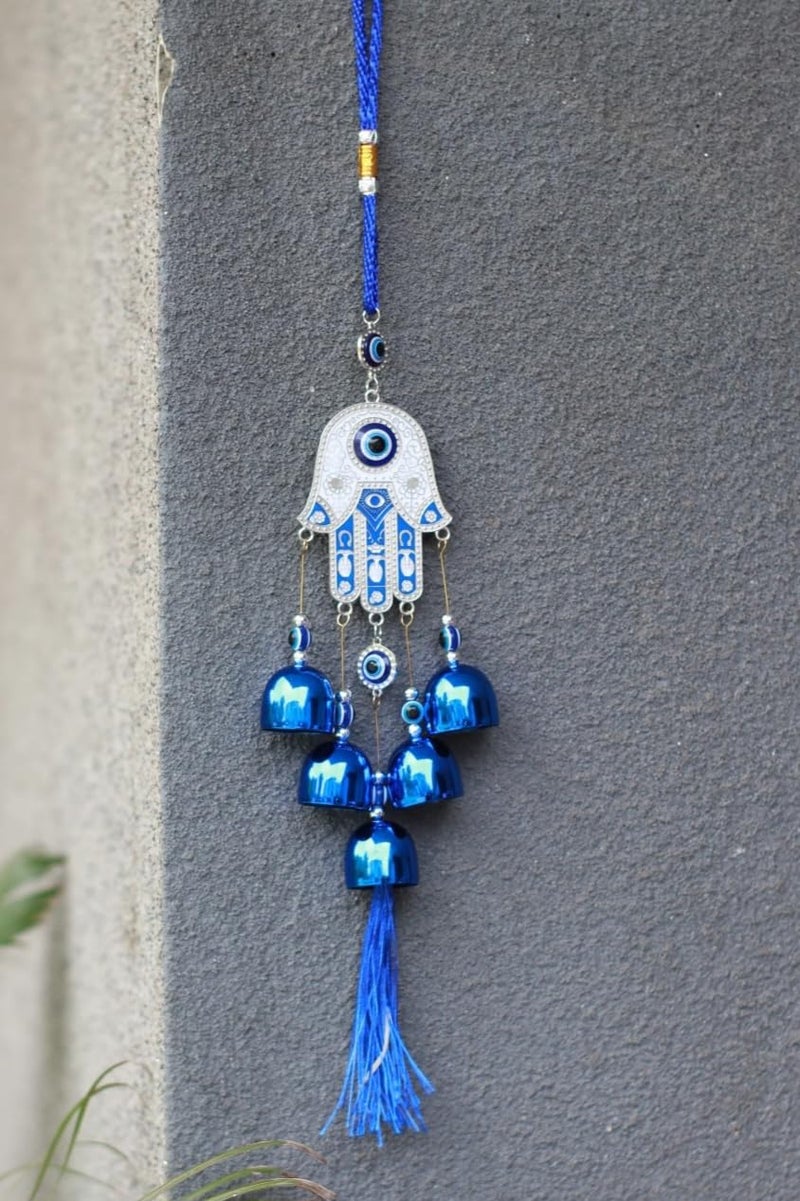 DT DECTONE Lucky Hamsa Hand Evil Eye Wind Chime Evil Eye for Home & Door.Blue Nazar Hamsa - Image 3