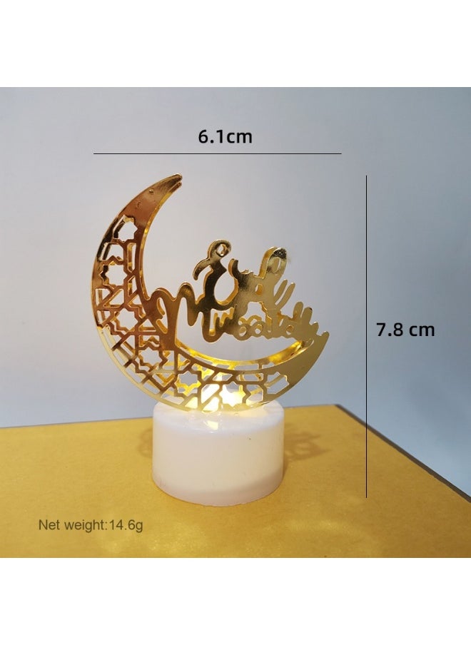 Laravel Two Packs - Ramadan Decorations Moon Table Lamp, Ramadan Decoration for Home Moon LED Desk Lamp, Ramadan Lights for Bedroom, Crescent Moon Night Lamp, Battery Operated Table Lamp for Home Decor - Crescent Moon and Eid Mubarak  - Image 1