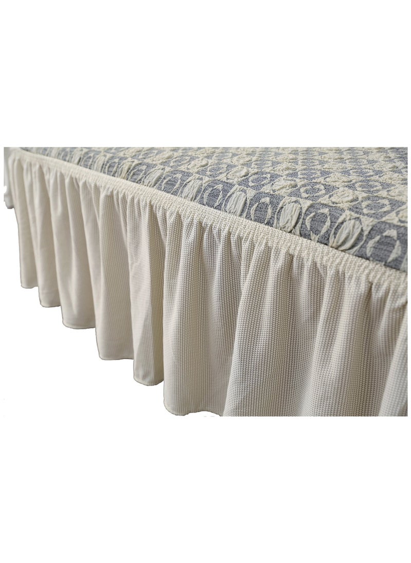 Fabienne Jacquard Fabric Stretchable Three Seater Sofa Cover Cream  - Image 5