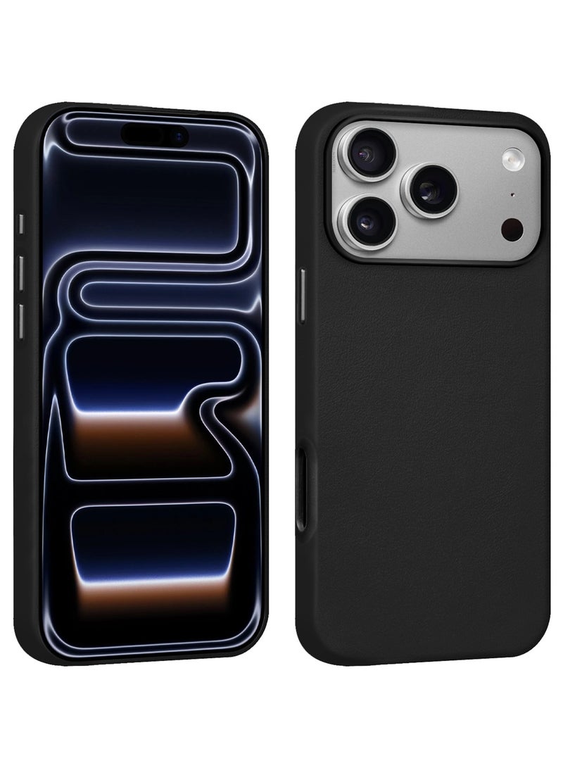 CATANES 2 Pieces Premium Leather Case for iPhone 17 Pro – Shockproof, Waterproof, Matte Finish, Anti-Slip, Slim Fit with Shockproof Screen Protector - Black - Image 3