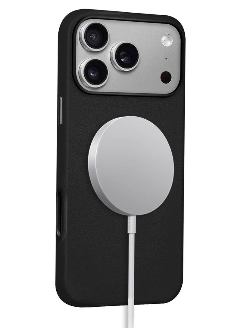 CATANES 2 Pieces Premium Leather Case for iPhone 17 Pro – Shockproof, Waterproof, Matte Finish, Anti-Slip, Slim Fit with Shockproof Screen Protector - Black - Image 4