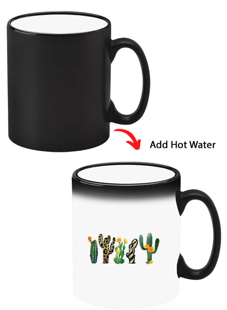 Theodor Color Changing Heat Sensitive Ceramic Mug, Image Revealed When HOT Liquid is Added! cactus - Image 1
